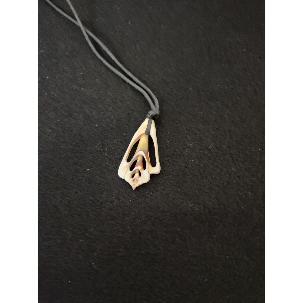 Sliced Conch Sea Shell Cross Section Pendant Necklace Adjustable